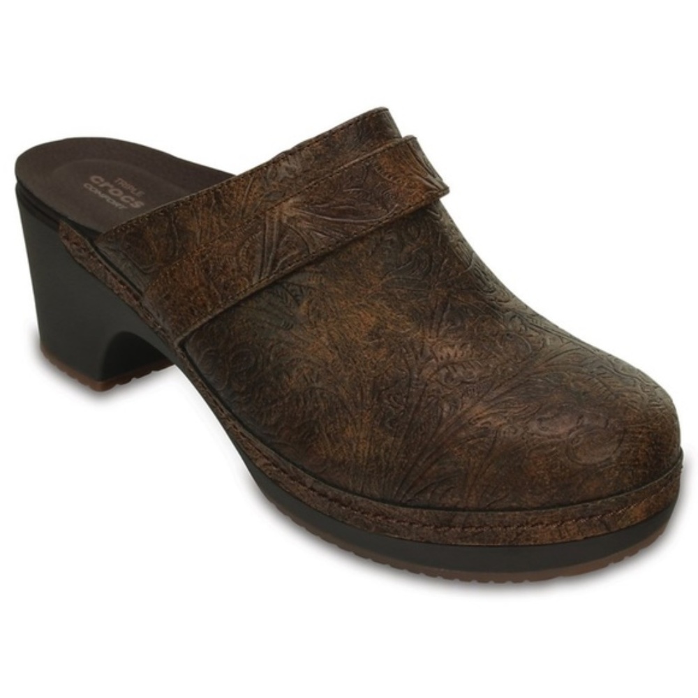 CROCS Triple Comfort Sarah Tooled Clogs Mules 7 NEW!